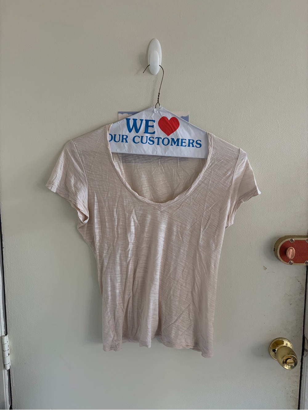 Cream James Perse V Neck Short Sleeve Tee
